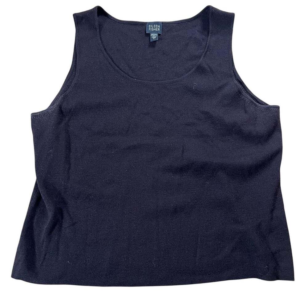 Eileen Fisher Vest Womens L Brown Sleeveless Scoop Neck Wool Knit Lightweight